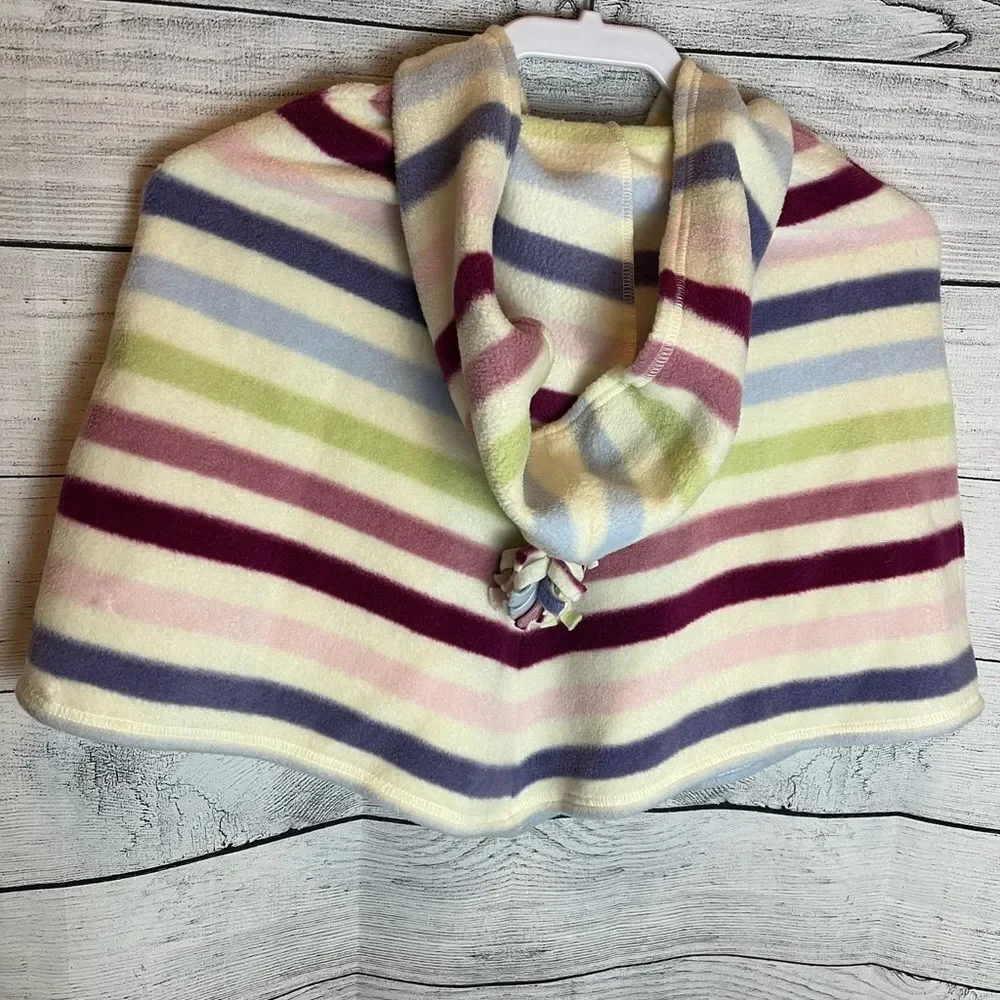 Gymboree Girls Fleece Poncho Cape Cream with Multicolored Stripes in Size 7-8